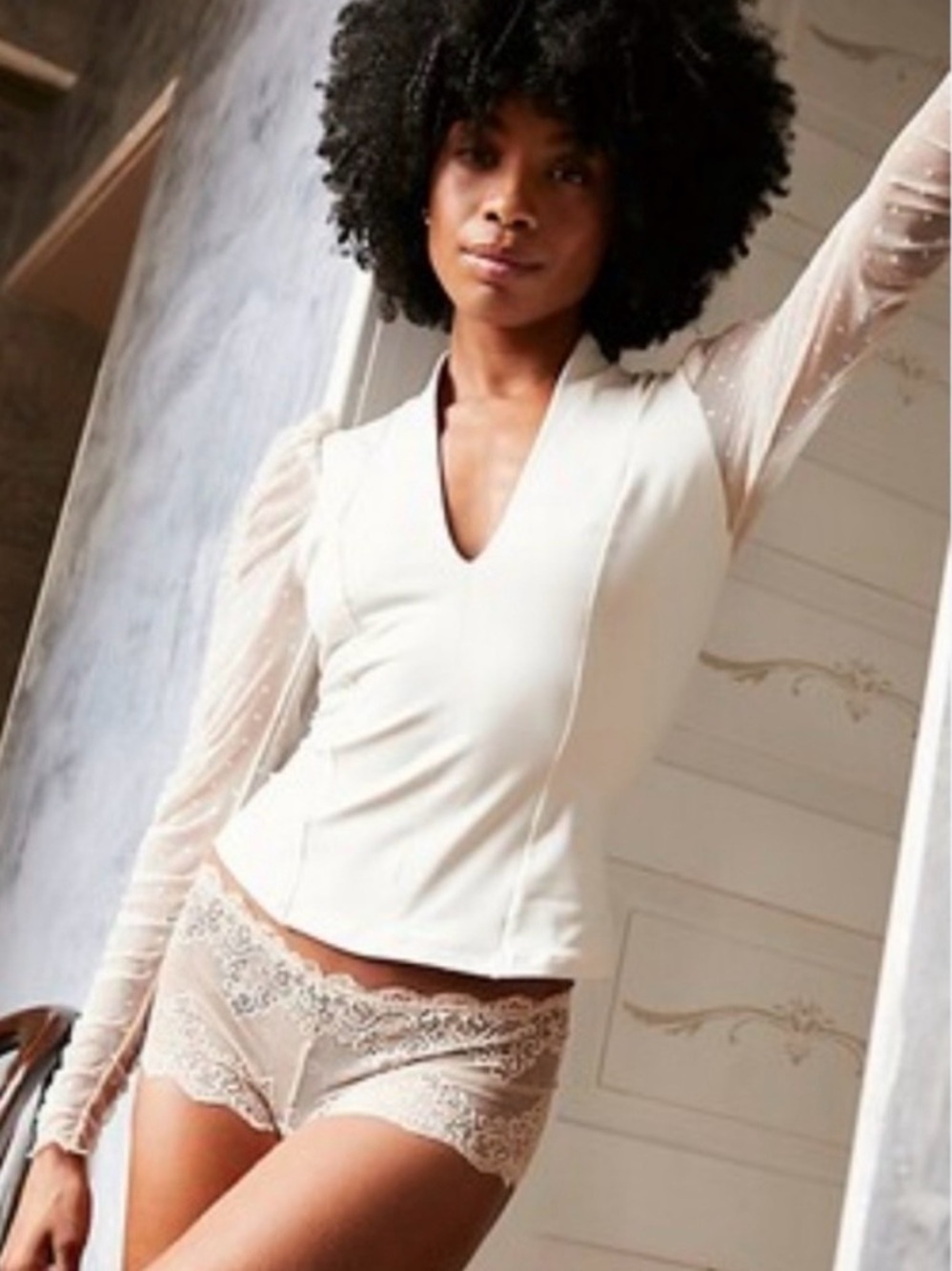 Free People Intimately Women’s Vibing You Long Sleeve Top, Size Large
